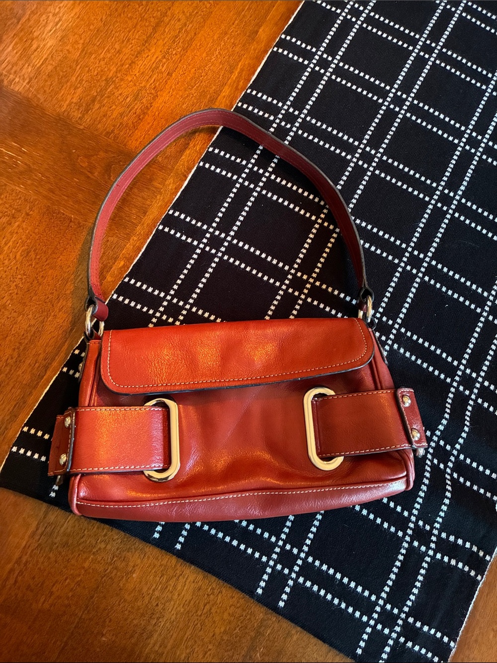 Wilsons Leather Red Leather Shoulder Bag with Silver Hardware vintage purse
